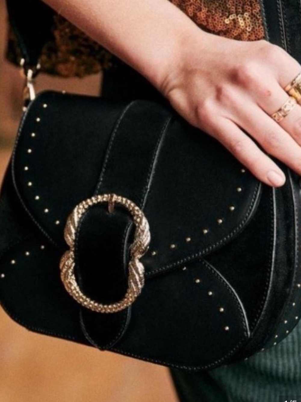 Sezane Oli bag in black with studs